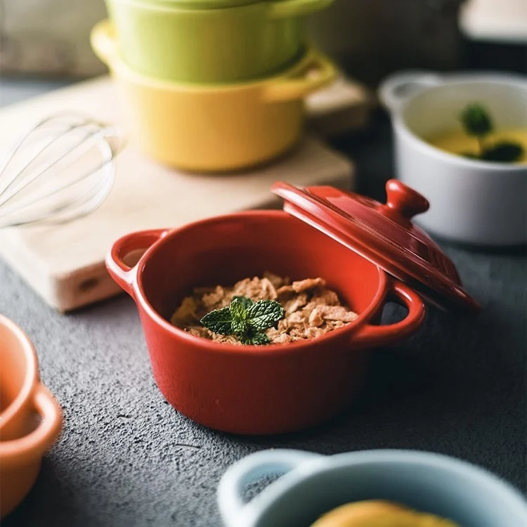 200ml Ceramic Binaural Baking Bowl with Lid Microwave Oven Cereal Dessert Cake Shuffle Tableware Steamed Egg Baby Food Stew Pot
200ml Ceramic Binaural Baking Bowl with Lid Microwave Oven Cereal Dessert Cake Shuffle Tableware Steamed Egg Baby Food Stew Pot