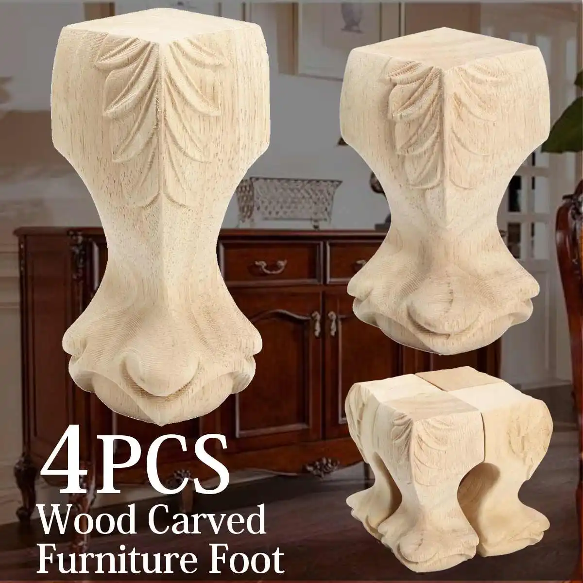 4Pcs/set 15/10x6cm Carving Furniture Legs Solid wooden European Style Elegant Art Carved Sofa TV Cabinet Seat Feets Furniture
4Pcs/set 15/10x6cm Carving Furniture Legs Solid wooden European Style Elegant Art Carved Sofa TV Cabinet Seat Feets Furniture