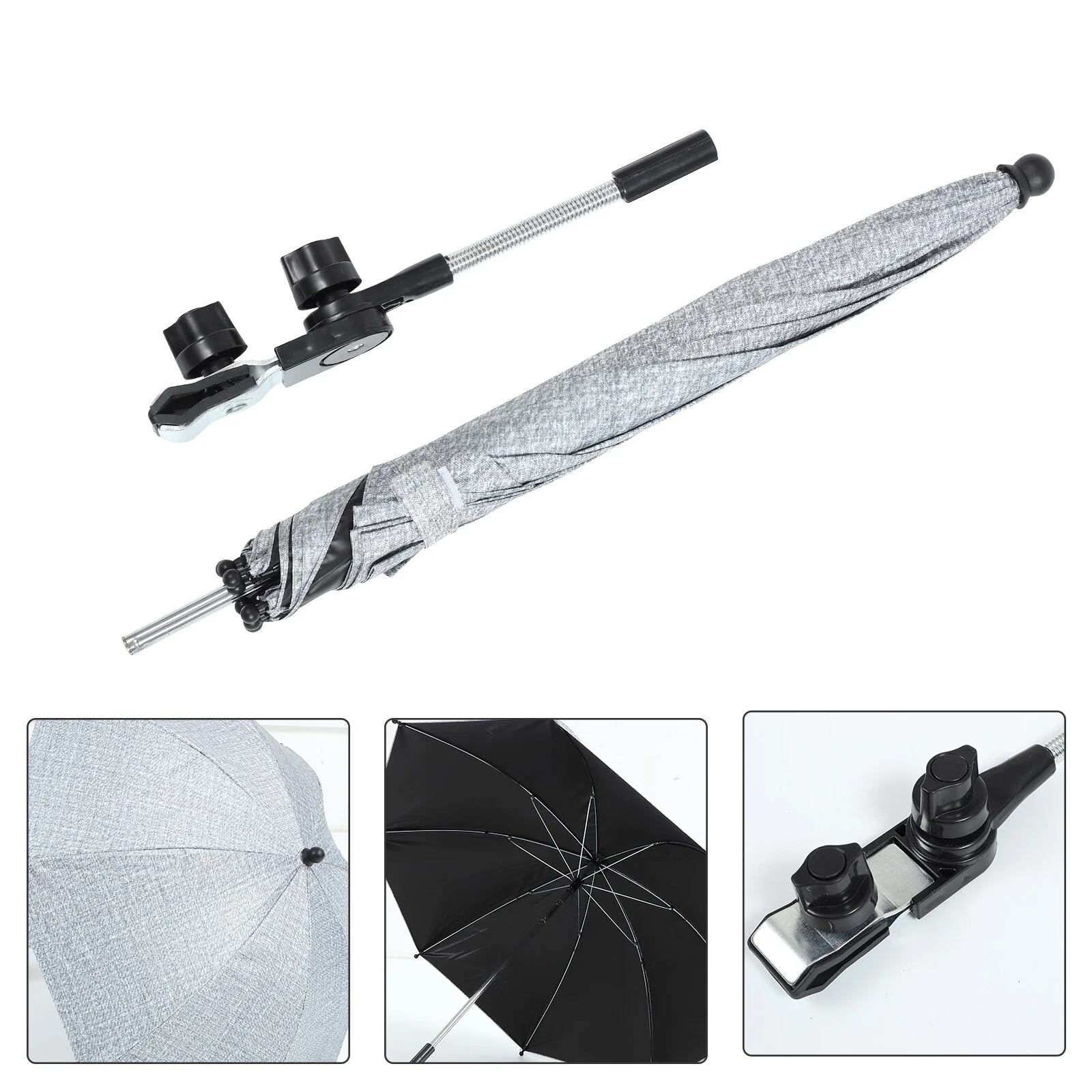 

Зонт для пляжного стула, коляски, прогулочная коляска, зонтик серого цвета, Солнцезащитный зажим на регулируемой УФ-защитной коляске от дождя 75x75x80 см
