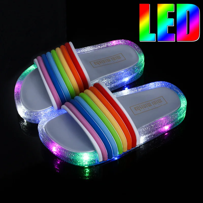 PVC Non-Slip Rainbow Lighted Beach Sandals Kids Home Bathroom Flip Flops New Summer Children's LED Slippers for Girls Slippers
PVC Non-Slip Rainbow Lighted Beach Sandals Kids Home Bathroom Flip Flops New Summer Children's LED Slippers for Girls Slippers