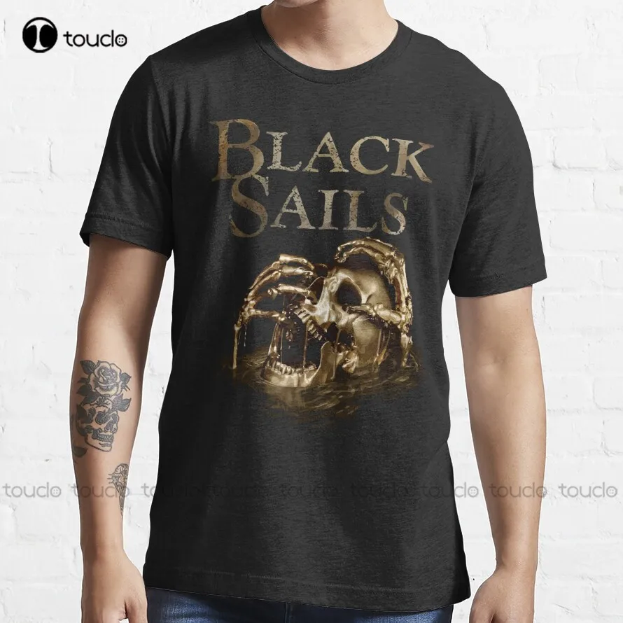 Футболка с логотипом Black Sails Golden Skull, трендовая футболка Black Sails Family, Модная креативная забавная футболка для отдыха в стиле Харадзюку, Женская
Футболка с логотипом Black Sails Golden Skull, трендовая футболка Black Sails Family, Модная креативная забавная футболка для отдыха в стиле Харадзюку, Женская