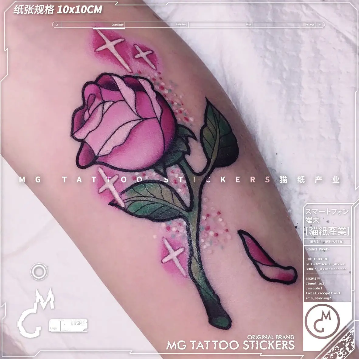 

Мультяшные тату-наклейки с цветами розы для женщин, японское аниме водонепроницаемые Временные татуировки, романтическая татуировка на руку, искусство, искусственная татуировка