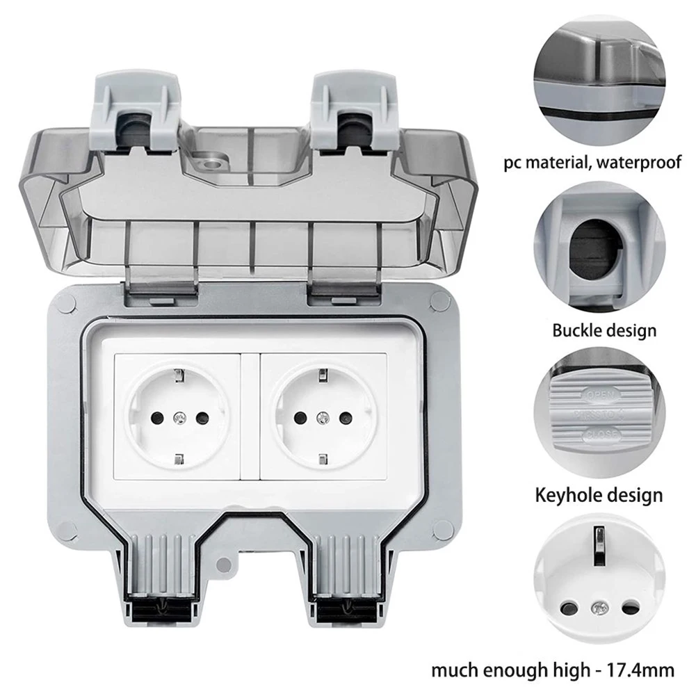 IP66 Waterproof Switch Power Socket 13A EU Standard Power Socket Panel AC220~250V 13A Outdoor Wall Switch Socket
IP66 Waterproof Switch Power Socket 13A EU Standard Power Socket Panel AC220~250V 13A Outdoor Wall Switch Socket