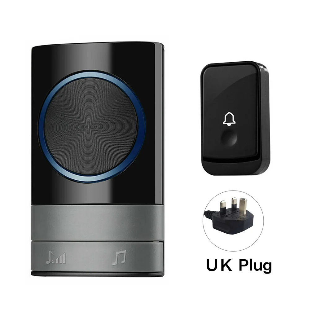 

Wireless Door Chime with LED Flash Waterproof Doorbell Adjustable Volume Chime UK Plug 2 Plug-in Receivers