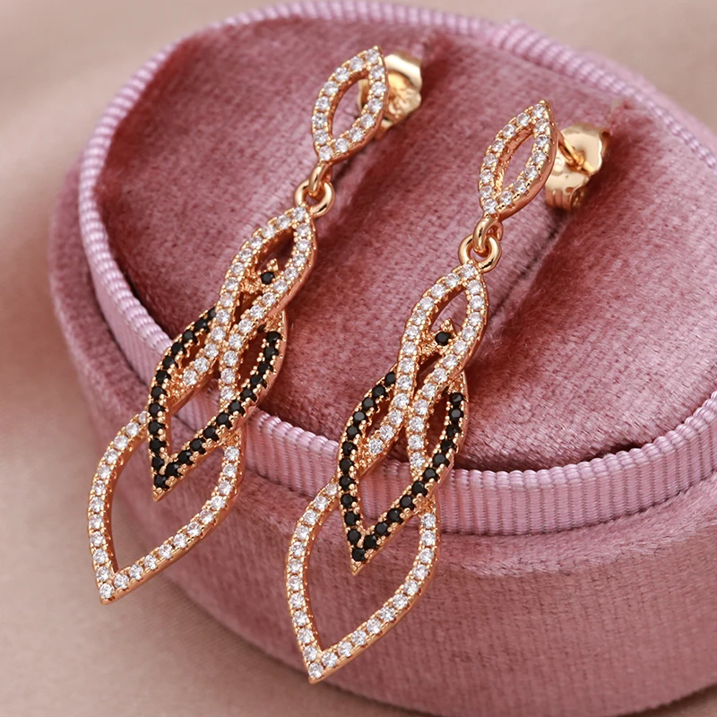 New 585 Rose Gold Black Zircon Earring Compact Zircon Vintage Splicing Long Drop Earring Party Fine Jewelry Dark Series Earrings
New 585 Rose Gold Black Zircon Earring Compact Zircon Vintage Splicing Long Drop Earring Party Fine Jewelry Dark Series Earrings