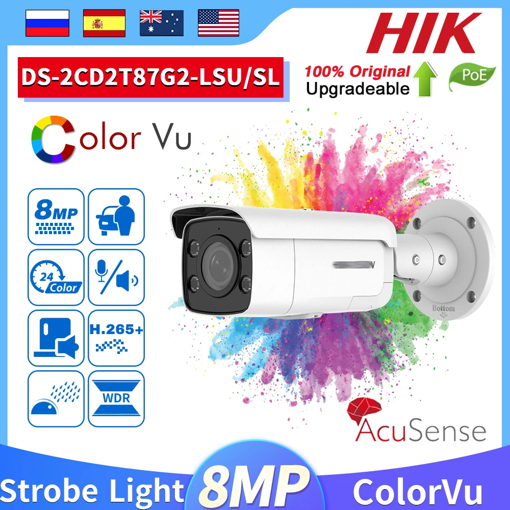Original Hikvision DS-2CD2T87G2-LSU/SL 4K 8MP Camera POE Outdoor ColorVu AcuSense Strobe Light Audio Alarm Bullet Surveillance
Original Hikvision DS-2CD2T87G2-LSU/SL 4K 8MP Camera POE Outdoor ColorVu AcuSense Strobe Light Audio Alarm Bullet Surveillance