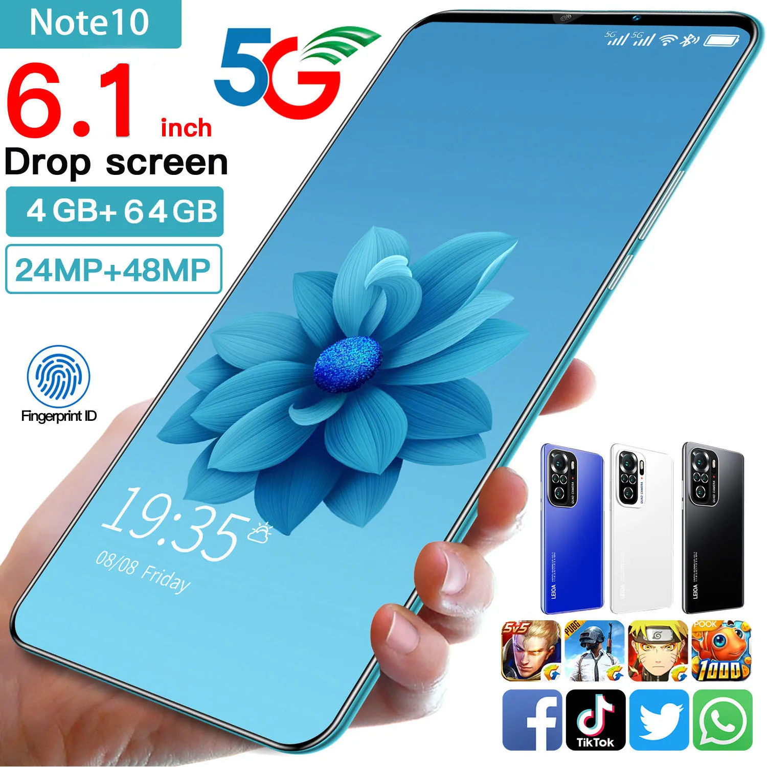 2022 6.1inch Note 10 Pro Smartphone 5G 4GB+64GB 4800mAh Telefon 48MP Camera Unlocked Android10.0 MTK6595 Deca Core Mobile Phones
2022 6.1inch Note 10 Pro Smartphone 5G 4GB+64GB 4800mAh Telefon 48MP Camera Unlocked Android10.0 MTK6595 Deca Core Mobile Phones