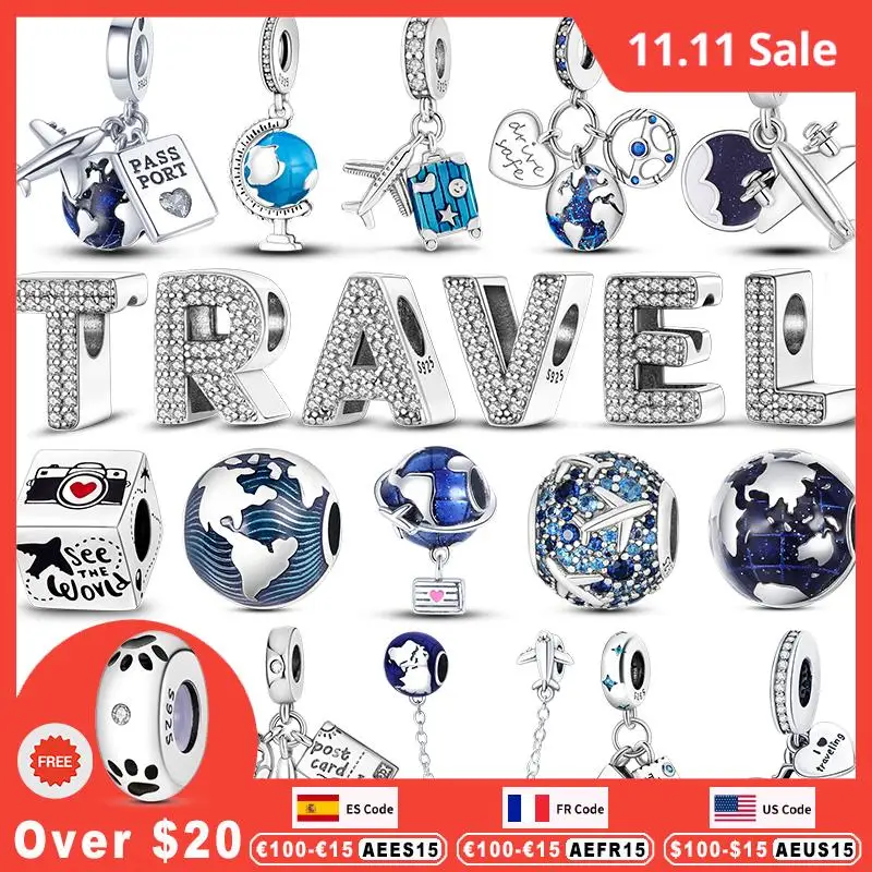 925 Sterling Silver Travel Passport Trunk Charms Fit Pandora Original Bracelet Diy Airplane Earth Beads
925 Sterling Silver Travel Passport Trunk Charms Fit Pandora Original Bracelet Diy Airplane Earth Beads