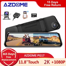 AZDOME PG17 Car Mirror DVR GPS 1080P Dual Cams 11.8inch Touch Screen RearView Dash Cam Stream Media Video Recorder Night Vision
