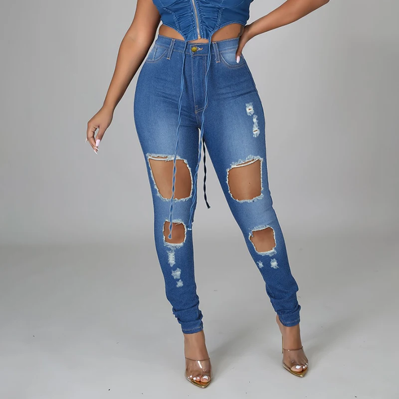 Ladies High Waist Jeans Ripped Skinny Jeans Women Hip Lift Elastic Pencil Pants Mom Wash Blue Denim Slim Stretch Jeans Trousers
Ladies High Waist Jeans Ripped Skinny Jeans Women Hip Lift Elastic Pencil Pants Mom Wash Blue Denim Slim Stretch Jeans Trousers