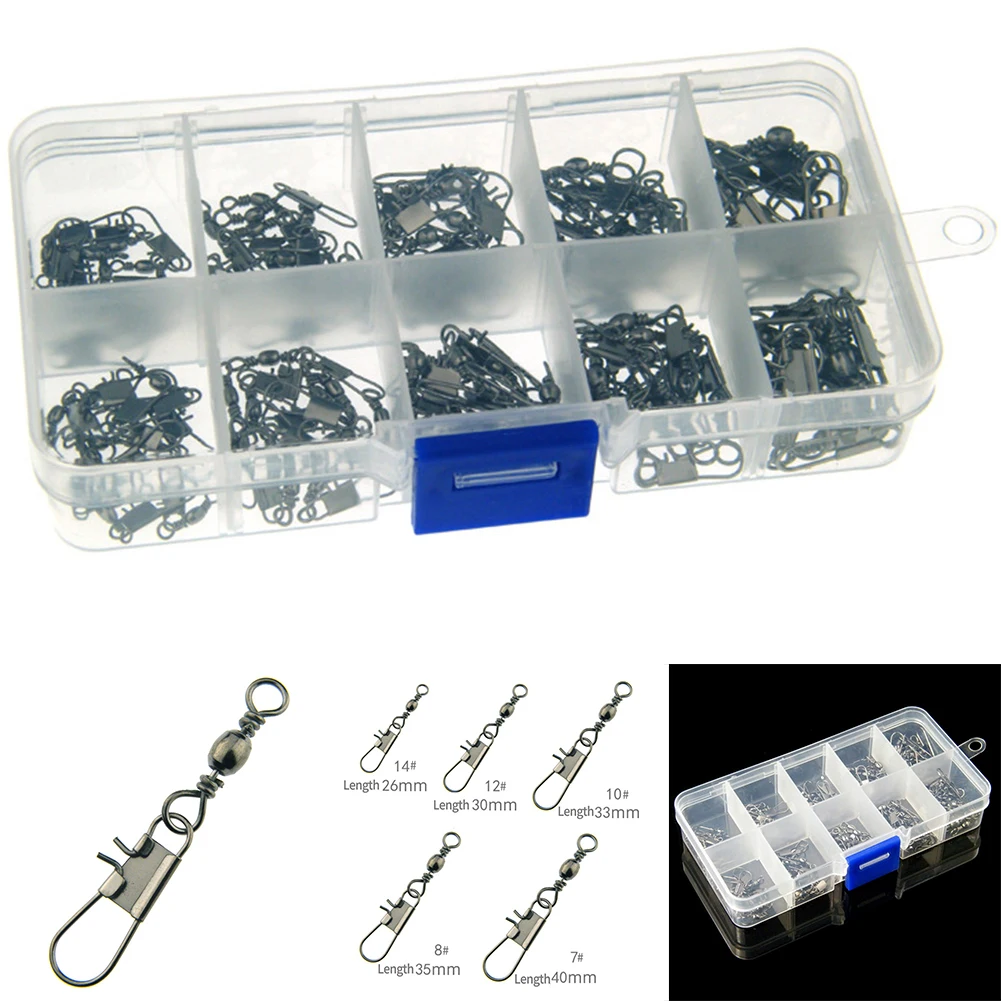 

100 Pcs Fishing Connector Swivels Interlock Pin Snap Rolling Soild Swivel For Fishhook Lure Fishing Hook Tools Accessories