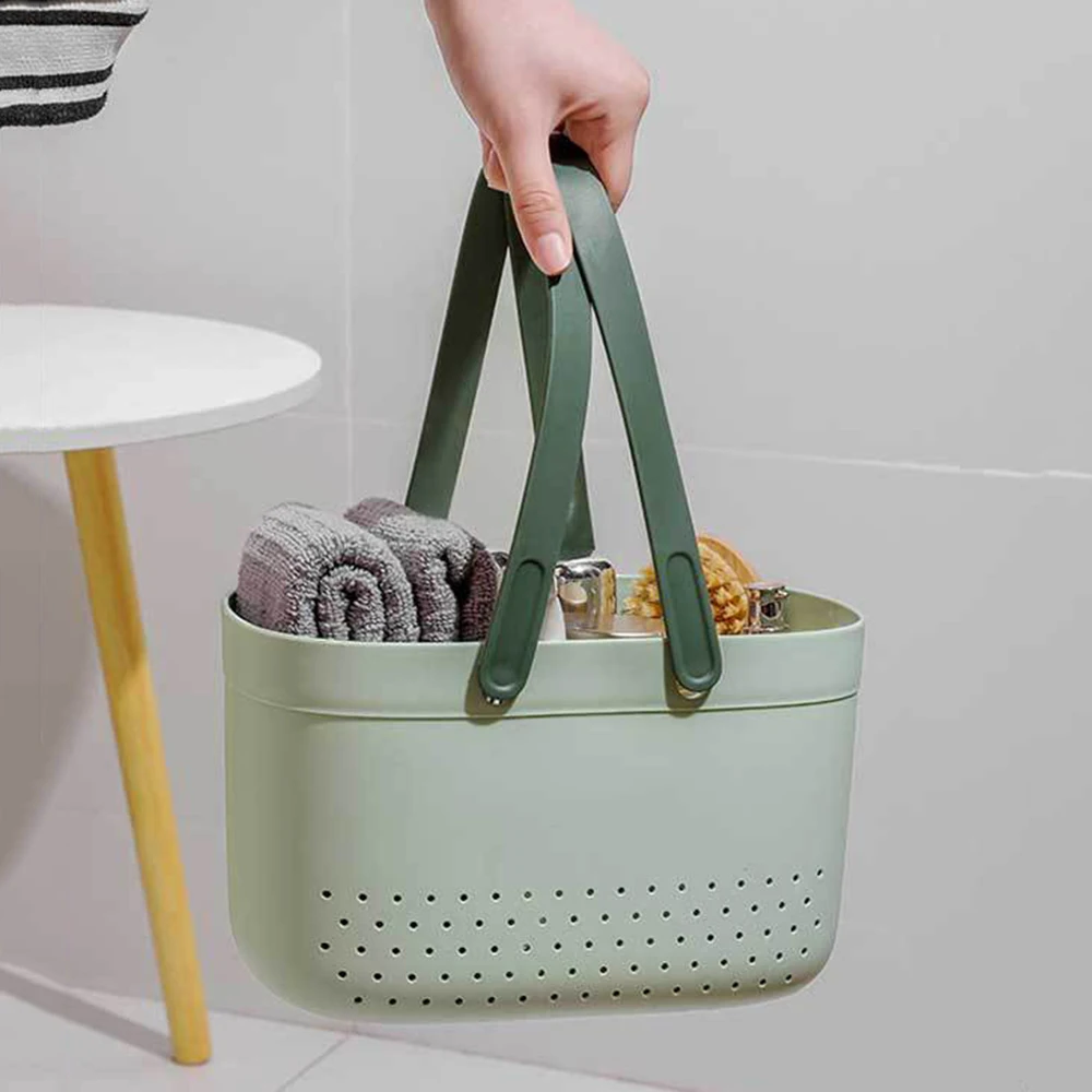 Portable Bath Basket Silicone Handle Large Capacity Bathroom Wash Storage Basket Durable Toiletries Organizer Dirty Laundry Bask 
Portable Bath Basket Silicone Handle Large Capacity Bathroom Wash Storage Basket Durable Toiletries Organizer Dirty Laundry Bask
