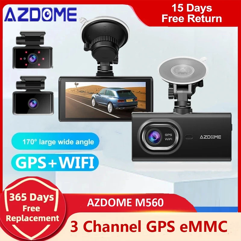 AZDOME M560-3CH 3 Channel Dash Cam 4”IPS Touch Screen Built in DVR Wifi GPS Loop Recording Parking Monitor eMMC Storage Built-in
AZDOME M560-3CH 3 Channel Dash Cam 4”IPS Touch Screen Built in DVR Wifi GPS Loop Recording Parking Monitor eMMC Storage Built-in