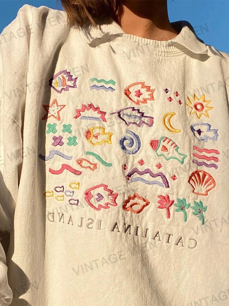 Vintage Cute Print Women Lapel Sweatshirts Autumn Winter New Baggy Long Sleeve Sweet Female Hoodies Pullover 2022 Simple Basic 
Vintage Cute Print Women Lapel Sweatshirts Autumn Winter New Baggy Long Sleeve Sweet Female Hoodies Pullover 2022 Simple Basic