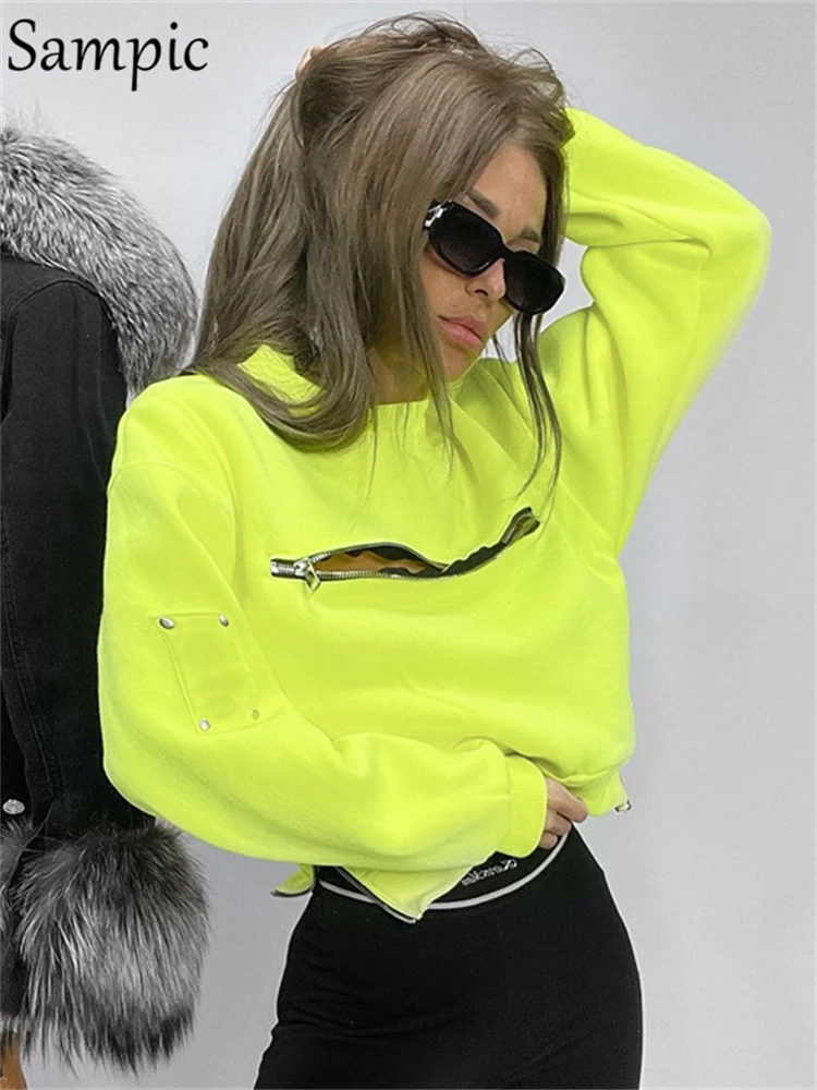 Sampic Zipper Patchwork O Neck Long Sleeve Sweatshirt Women Autumn Winter Casual Loose T Shirt Top Sport Clothes
Sampic Zipper Patchwork O Neck Long Sleeve Sweatshirt Women Autumn Winter Casual Loose T Shirt Top Sport Clothes