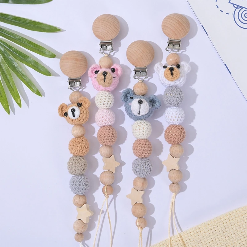 Baby Pacifier Clip Teething Toy Soothie Holder for Boy Girl Unisex Wooden Bear Crochet Bead Clip for Infant 0-6-12 Dropshipping
Baby Pacifier Clip Teething Toy Soothie Holder for Boy Girl Unisex Wooden Bear Crochet Bead Clip for Infant 0-6-12 Dropshipping