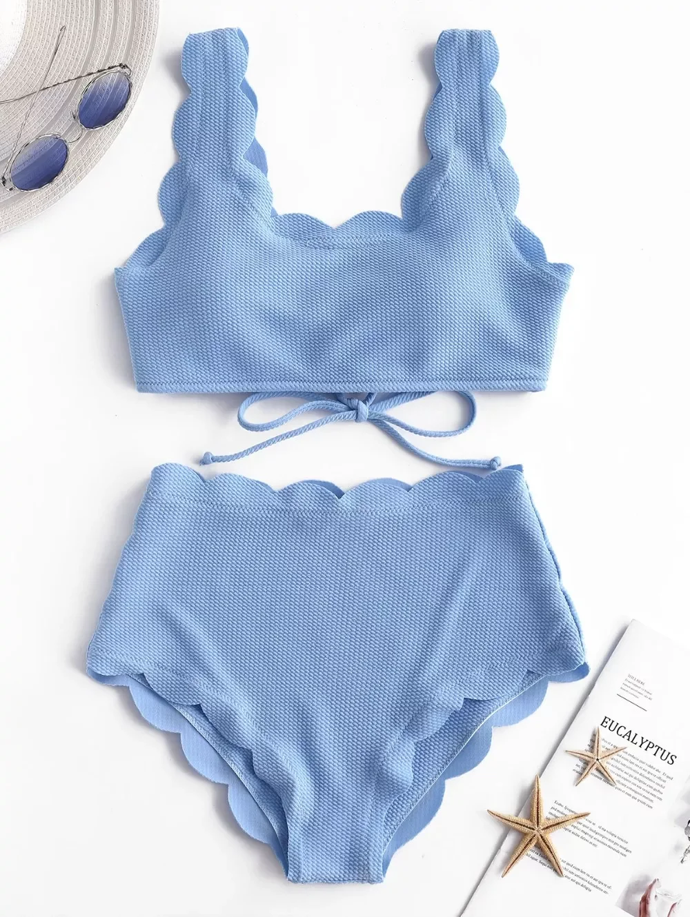 Solid Blue Two Pieces Swimsuit Bathing Suits Bikini Women Scalloped Textured High Waisted Bikini Set Lace Up Bathing Suits XXL
Solid Blue Two Pieces Swimsuit Bathing Suits Bikini Women Scalloped Textured High Waisted Bikini Set Lace Up Bathing Suits XXL