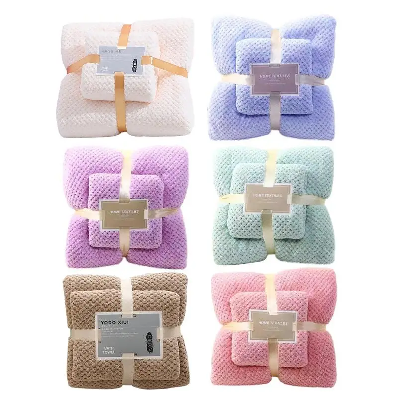 

Highly Absorbent Washcloths Sets Shower Coral Fleece Bath Towels Set 1 Hand Towel 1 Bath Towel Quick Drying for Home Hotel