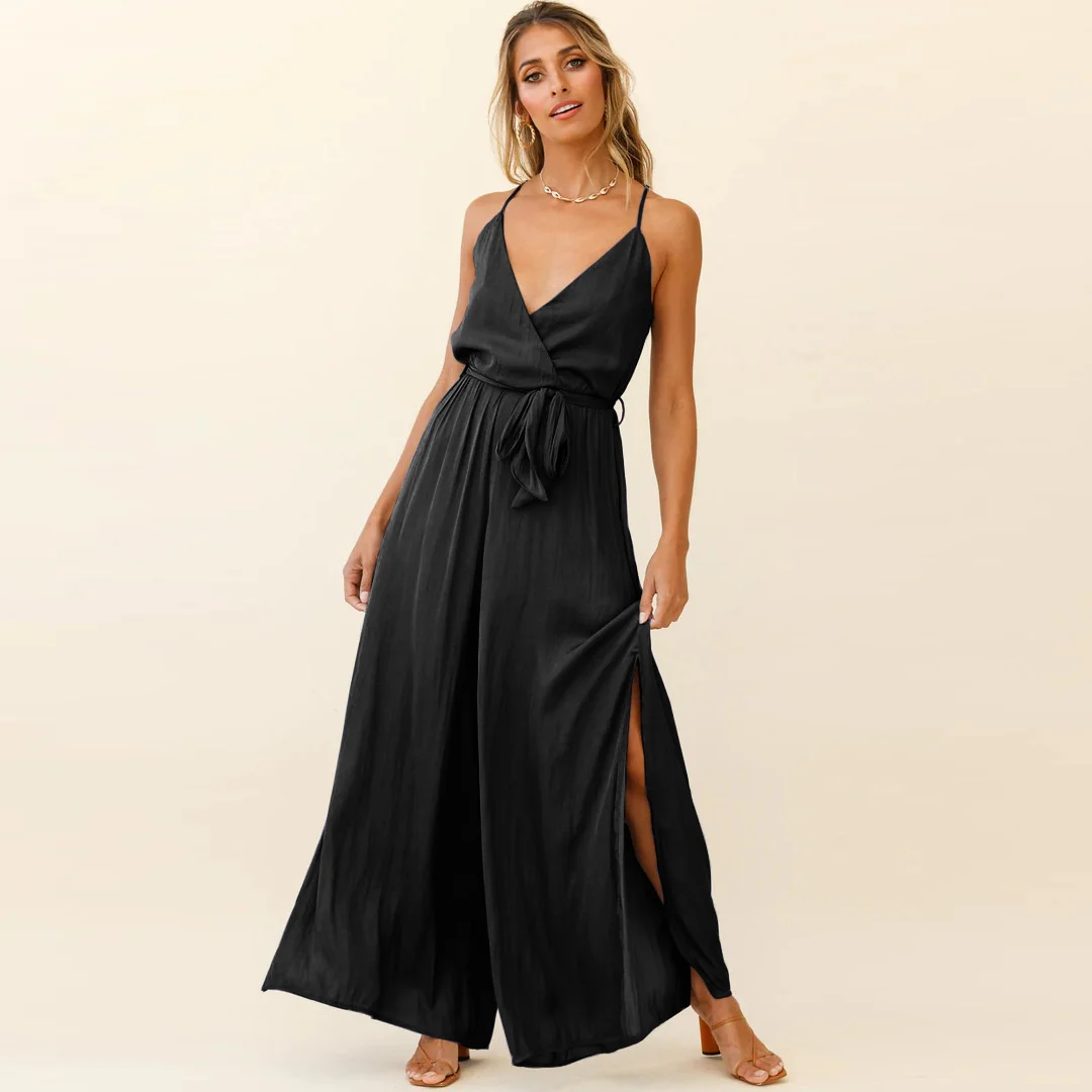 Женский Длинный комбинезон на бретельках, свободное платье с V-образным вырезом, поясом и широкими штанинами
Женский Длинный комбинезон на бретельках, свободное платье с V-образным вырезом, поясом и широкими штанинами