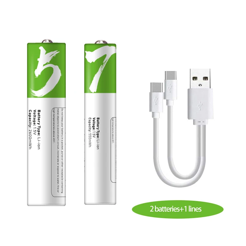 2600mWh aa + aaa 750mWh1.5v lithium battery rechargeable battery support direct charging of TYPE-C line pilas recargables
2600mWh aa + aaa 750mWh1.5v lithium battery rechargeable battery support direct charging of TYPE-C line pilas recargables