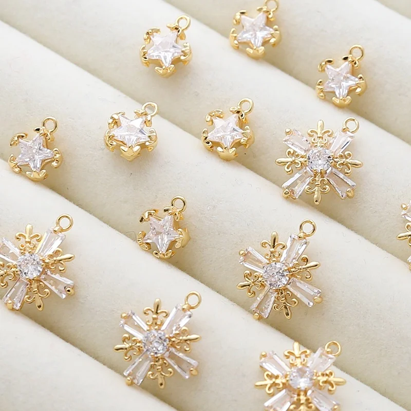 Gold-plated copper gold-plated zircon star pendant diy bracelet necklace earrings accessories materials
Gold-plated copper gold-plated zircon star pendant diy bracelet necklace earrings accessories materials