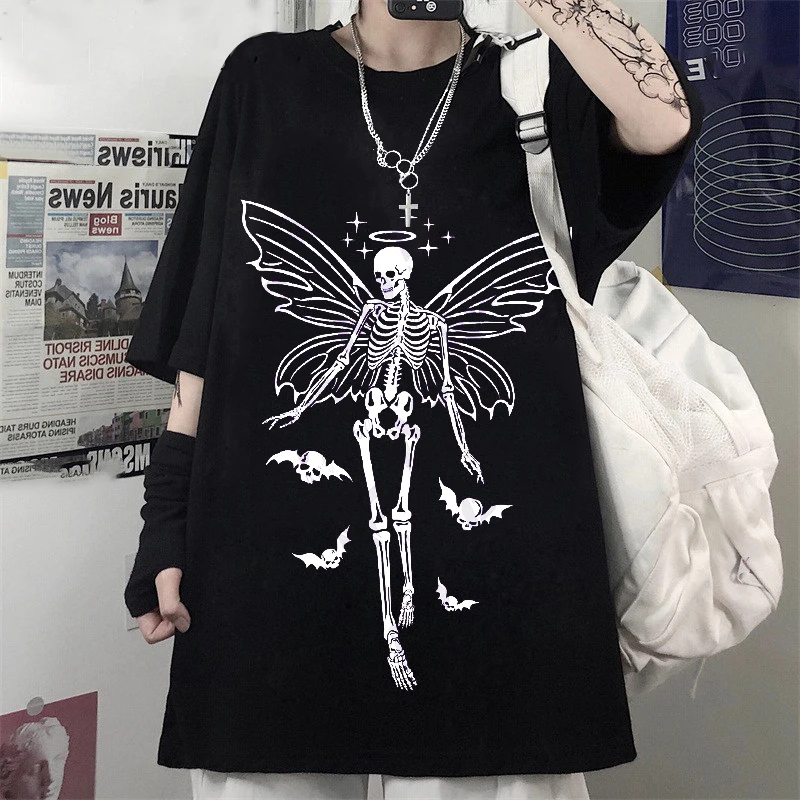Summer Goth Plus Size Women Clothing Graphic T Shirts Gothic Clothes Angel Skull Korean Fashion Short sleeve t shirt Womens Tops
Summer Goth Plus Size Women Clothing Graphic T Shirts Gothic Clothes Angel Skull Korean Fashion Short sleeve t shirt Womens Tops
