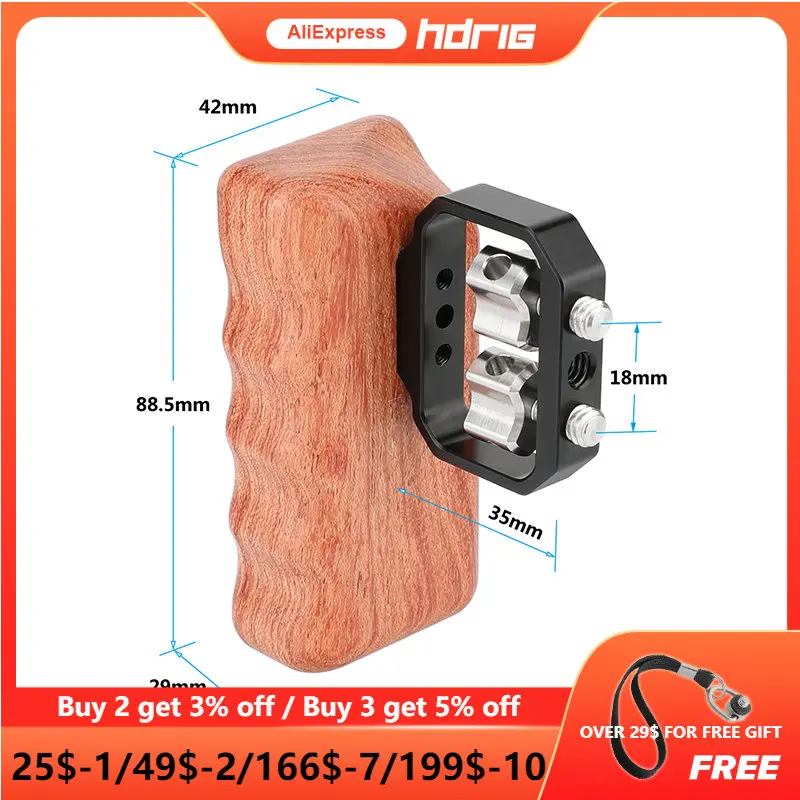 HDRIG Wooden Handgrip with 1/4"-20 Thumbscrew Rose Wood Left-Side Grip / Right-Side Grip for Camera or Monitor Rigs
HDRIG Wooden Handgrip with 1/4"-20 Thumbscrew Rose Wood Left-Side Grip / Right-Side Grip for Camera or Monitor Rigs