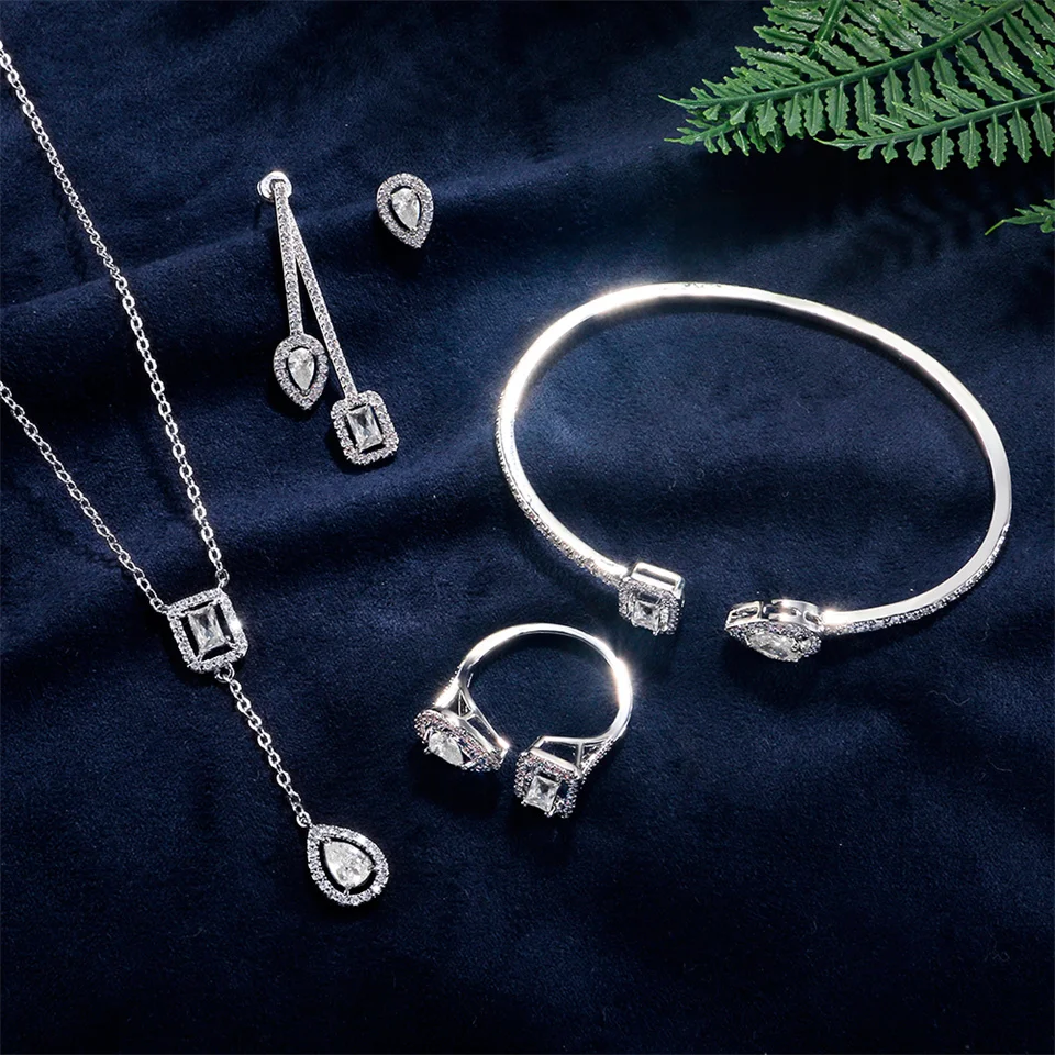 RAKOL Exquisite Cubic Zirconia Earring Necklace Ring Set Luxury White Color Bridal Wedding Jewelry for Women Girls Dinner Party
RAKOL Exquisite Cubic Zirconia Earring Necklace Ring Set Luxury White Color Bridal Wedding Jewelry for Women Girls Dinner Party