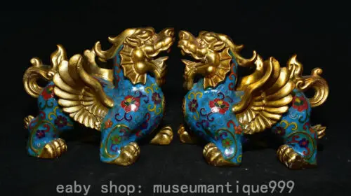 6,8 & #034; Старые китайские Xuande с маркировкой бронзовые Перегородчатые Fly Kylin пара статуй зверей
6,8 & #034; Старые китайские Xuande с маркировкой бронзовые Перегородчатые Fly Kylin пара статуй зверей