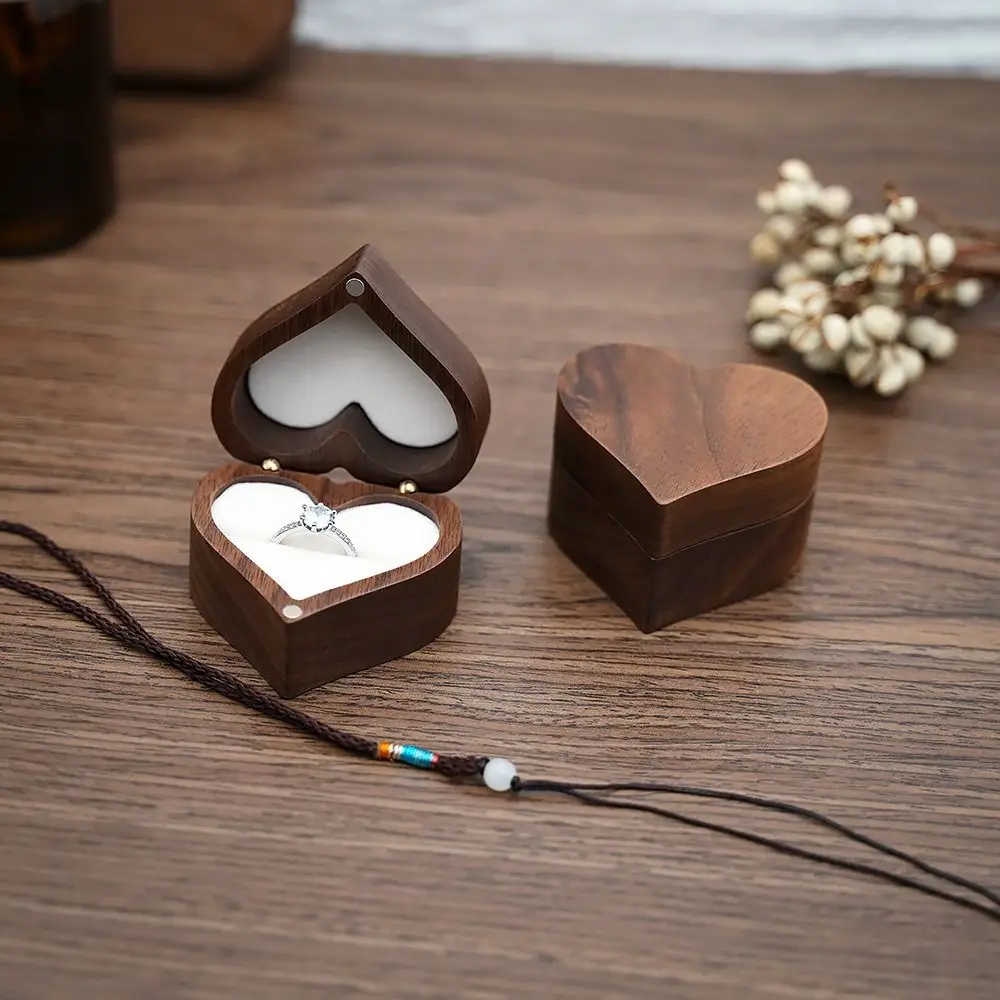 Wooden Jewelry Box Heart Shape Ring Display Box Engagement Wedding Couples Ring Storage Holder
Wooden Jewelry Box Heart Shape Ring Display Box Engagement Wedding Couples Ring Storage Holder