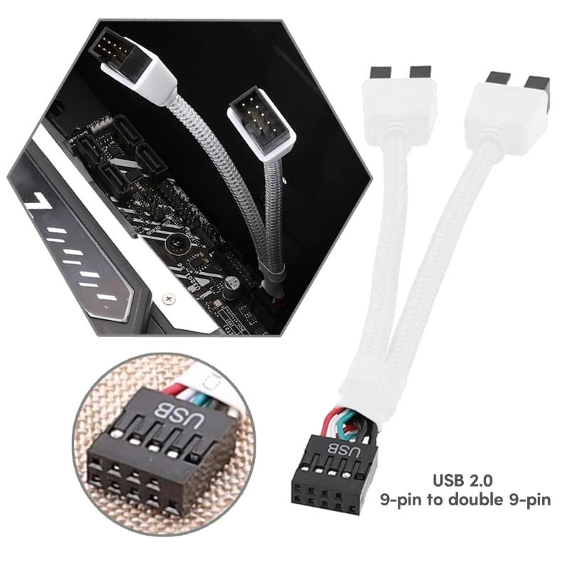9-контактный разъем материнской платы USB 2.0 на 2 9-контактных экранированных кабеля устраняет помехи
9-контактный разъем материнской платы USB 2.0 на 2 9-контактных экранированных кабеля устраняет помехи