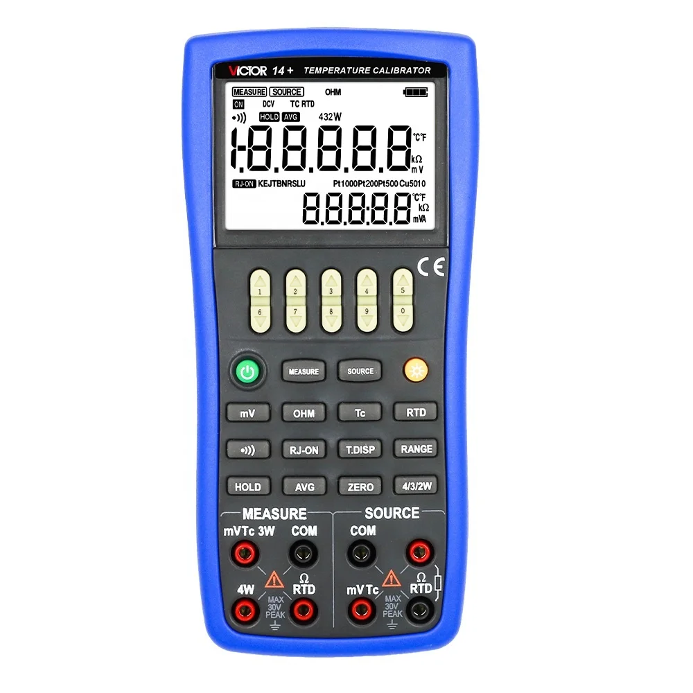 

VICTOR 14+ RTS Temperature Calibrator with Measure and Source function 2-wire,3-wire,4-wire connection ohm and RTD measurement