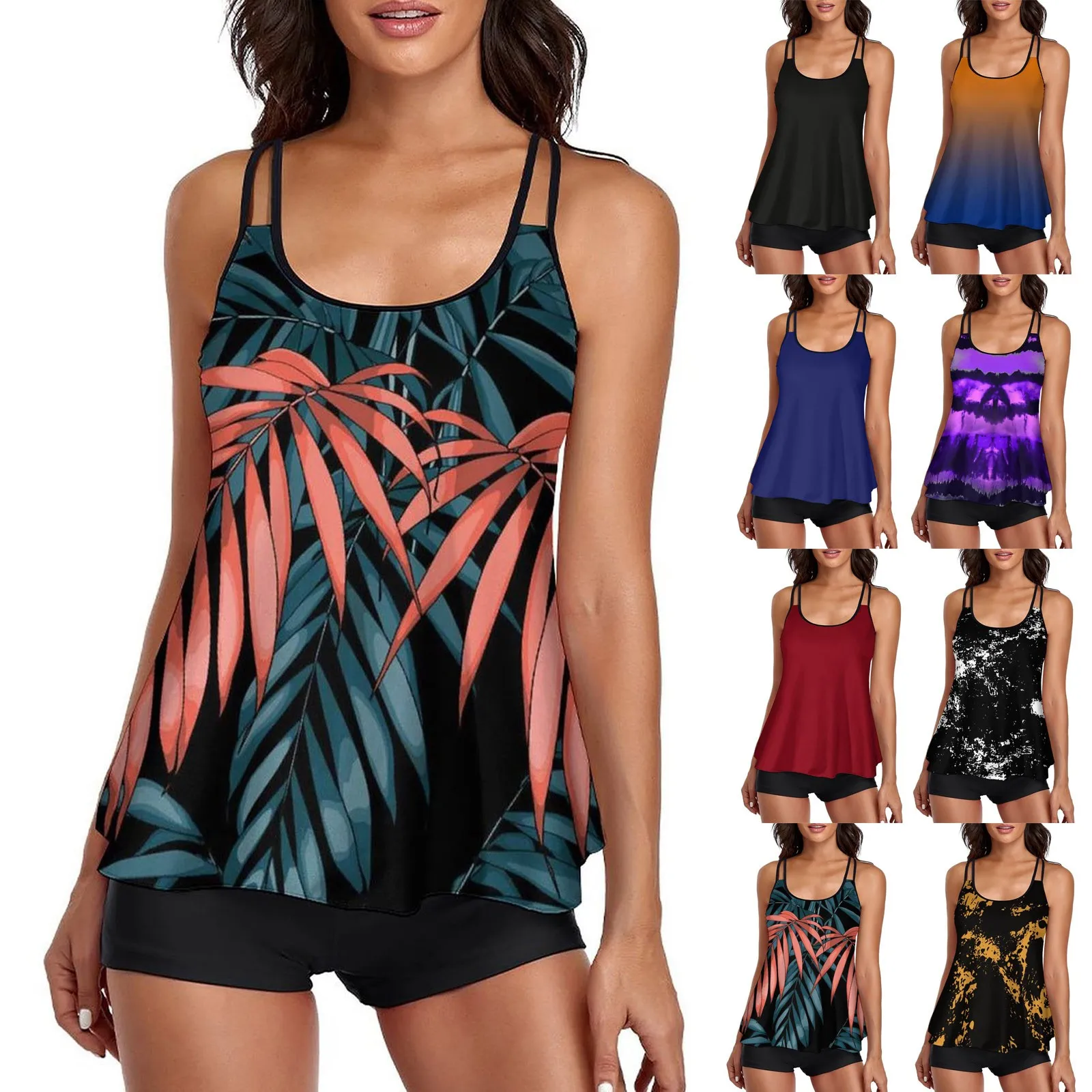 Women's Tankini Skirt Bikini Set Swimwear Swimsuit Beach Suit Print Biquini Bathing Tops With Shorts Athletic Two Piece Summer
Women's Tankini Skirt Bikini Set Swimwear Swimsuit Beach Suit Print Biquini Bathing Tops With Shorts Athletic Two Piece Summer