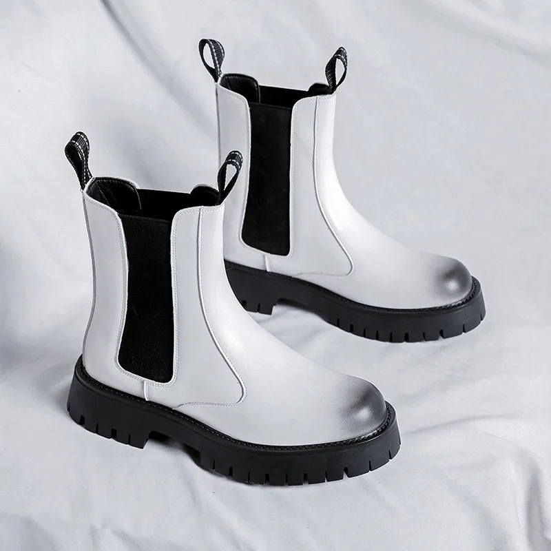 White Chelsea Boots Men Platform Ankle Boots Male Slip On Motorcycle Boots Split Leather Chunky Shoes Fashion Streetwear
White Chelsea Boots Men Platform Ankle Boots Male Slip On Motorcycle Boots Split Leather Chunky Shoes Fashion Streetwear