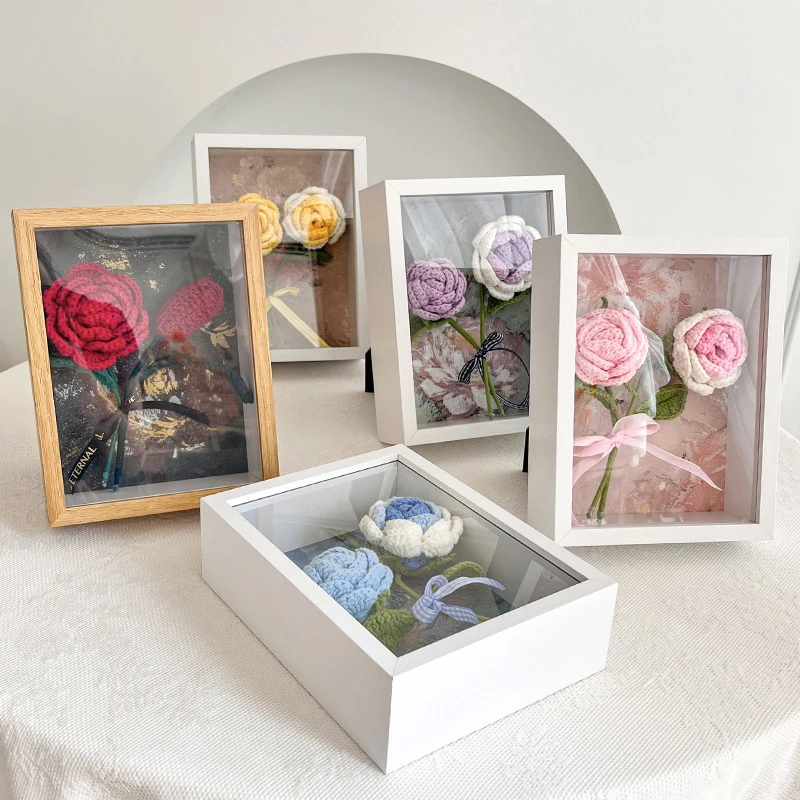 Hand Knitted Flowers Photo Frame Crochet Handicrafts Picture Frames For Finished Hand-woven Rose Sunflower Valentine's Day Gift
Hand Knitted Flowers Photo Frame Crochet Handicrafts Picture Frames For Finished Hand-woven Rose Sunflower Valentine's Day Gift