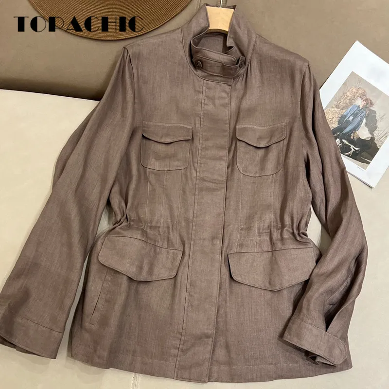 6.28 Hot Sale Women's Autumn New Holiday Casual Pocket Decoration Linen Breathable Stand Collar Zipper Jacket Coat
6.28 Hot Sale Women's Autumn New Holiday Casual Pocket Decoration Linen Breathable Stand Collar Zipper Jacket Coat