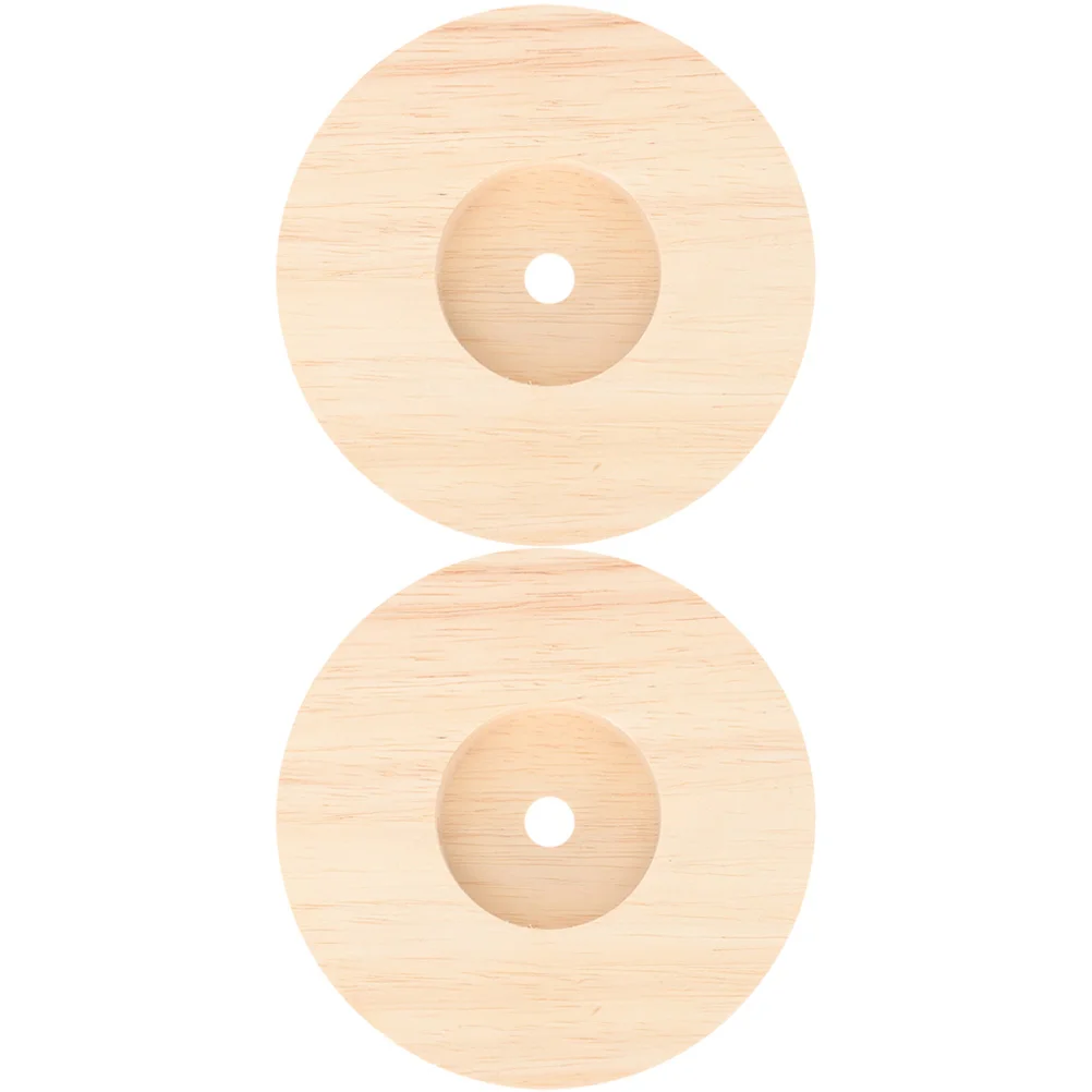 

2 Pcs Lampara De Escritorio Led Lighting Base Wood Lamp Round Desk Pendant 10X10X2CM Wooden Bases Bedside LED