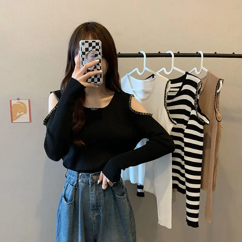 T Shirt Off Shoulder Summer Top for Women Long Sleeve O Neck Solid Color Chain Casual Streetwear Tees Pullover Clothes M325
T Shirt Off Shoulder Summer Top for Women Long Sleeve O Neck Solid Color Chain Casual Streetwear Tees Pullover Clothes M325