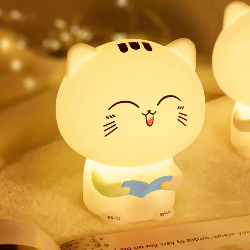 Recording Message Cat Silicone Pat Lamp Colorful Remote Control Small Night Lamp
Recording Message Cat Silicone Pat Lamp Colorful Remote Control Small Night Lamp