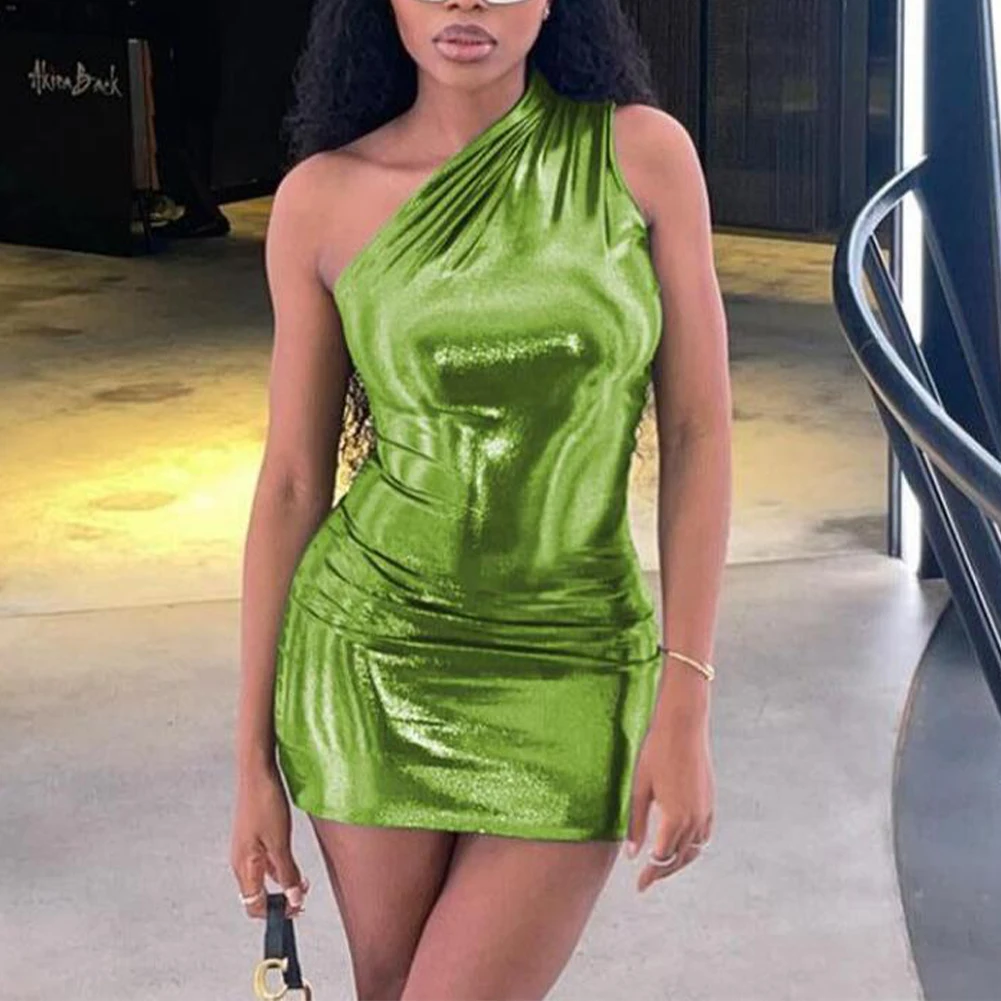 PU Leather One Shoulder Sleeveless Draped Mini Prom Dress 2023 Summer Streetwear Women Elegant Y2K Evening Party Club Clothes
PU Leather One Shoulder Sleeveless Draped Mini Prom Dress 2023 Summer Streetwear Women Elegant Y2K Evening Party Club Clothes