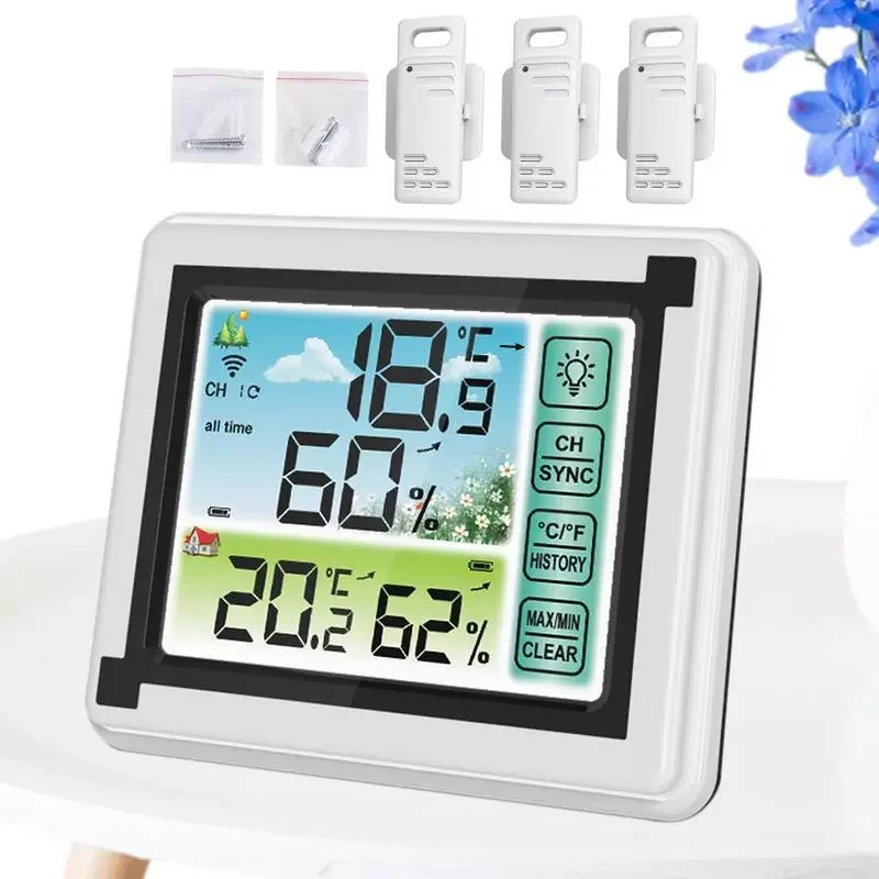 Thermometer For Room Temperature Digital Outdoor Temperature Sensor Wireless Outdoor Humidity Sensor With LCD Backlight Screen
Thermometer For Room Temperature Digital Outdoor Temperature Sensor Wireless Outdoor Humidity Sensor With LCD Backlight Screen