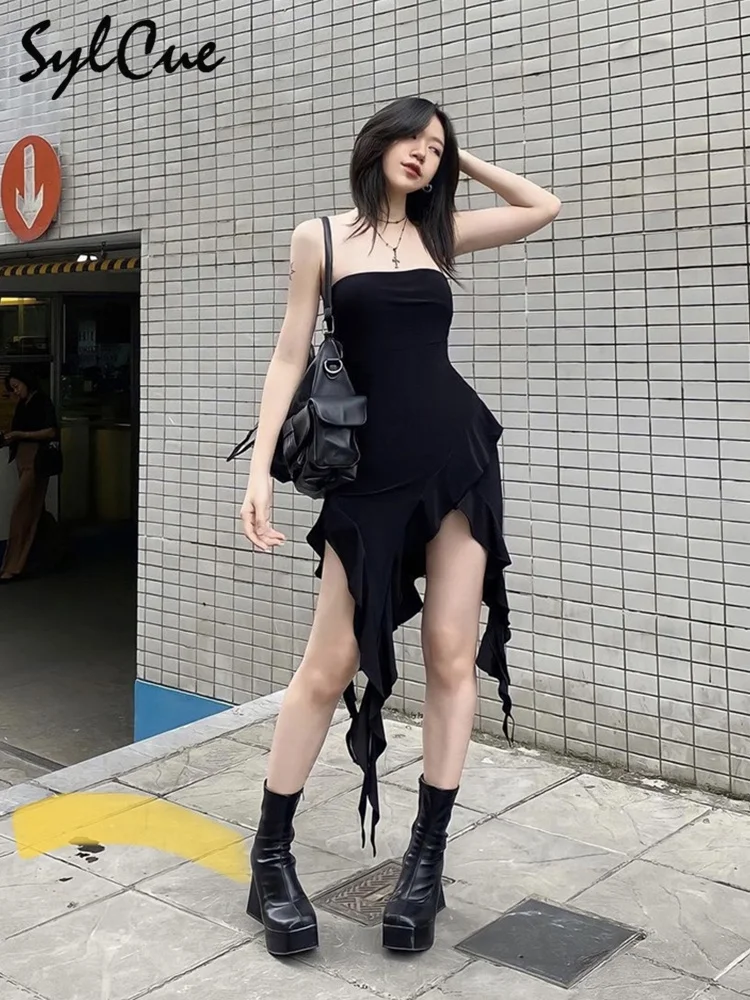 Mature Irregular Simple Sexy Thin Dress Girl Summer Charm Elastic Knitted Young Sylcue Women's Wrap High Black Breathable
Mature Irregular Simple Sexy Thin Dress Girl Summer Charm Elastic Knitted Young Sylcue Women's Wrap High Black Breathable
