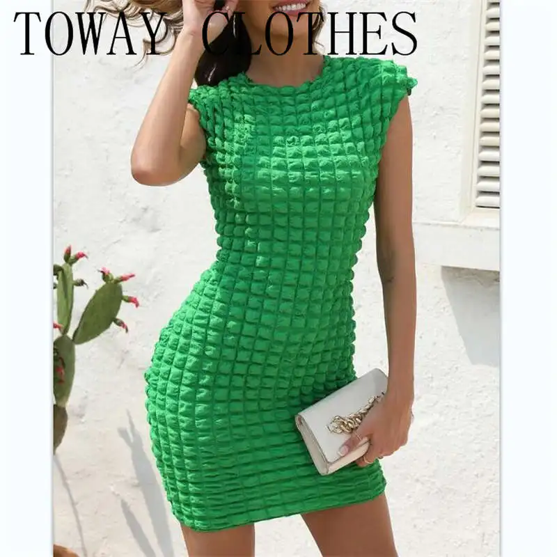 Женское облегающее платье с пузырьковой текстурой, рукавом-крылышком и круглым вырезом, 2023
Женское облегающее платье с пузырьковой текстурой, рукавом-крылышком и круглым вырезом, 2023