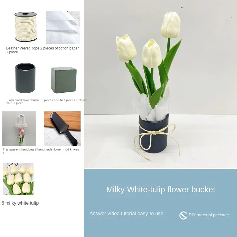 Mother's Day gift new mini tulip bucket material bag DIY simulated bouquet bucket
Mother's Day gift new mini tulip bucket material bag DIY simulated bouquet bucket