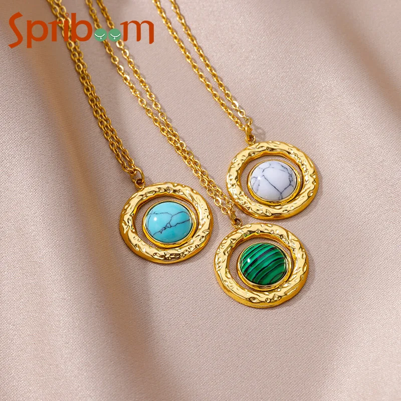 New Round Stone Pendant Necklace Stainless Steel Luxury Women Necklaces Gold Color Trendy Party Jewelry Female Anniversary Gifts
New Round Stone Pendant Necklace Stainless Steel Luxury Women Necklaces Gold Color Trendy Party Jewelry Female Anniversary Gifts