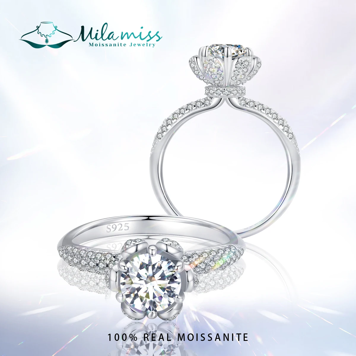 MILAMISS 1.0CT D Color VVS1 EX Luxury Moissanite Ring Circled Zircon Texture Finger Engagement Promise Ring Fine Jewelry
MILAMISS 1.0CT D Color VVS1 EX Luxury Moissanite Ring Circled Zircon Texture Finger Engagement Promise Ring Fine Jewelry