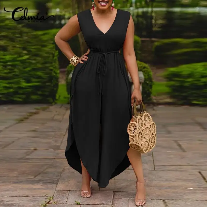 Celmia Women Drawstring Jumpsuit Wide Leg Pants 2022 Fashion Sleeveless Sexy V Neck Long Jumpsuits Casual Asymmetrical Overalls
Celmia Women Drawstring Jumpsuit Wide Leg Pants 2022 Fashion Sleeveless Sexy V Neck Long Jumpsuits Casual Asymmetrical Overalls