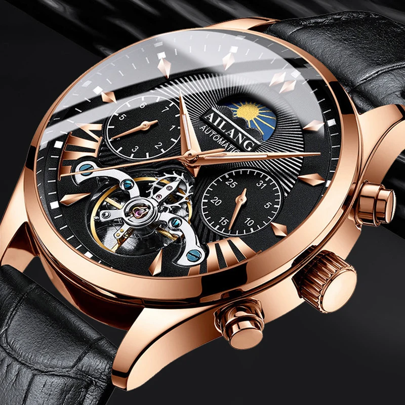 AILANG Business Style Men's Mechanical Watch Top Luxury Brand Moon Phase Multi-function Tourbillon Watch Diving Men's Clock
AILANG Business Style Men's Mechanical Watch Top Luxury Brand Moon Phase Multi-function Tourbillon Watch Diving Men's Clock