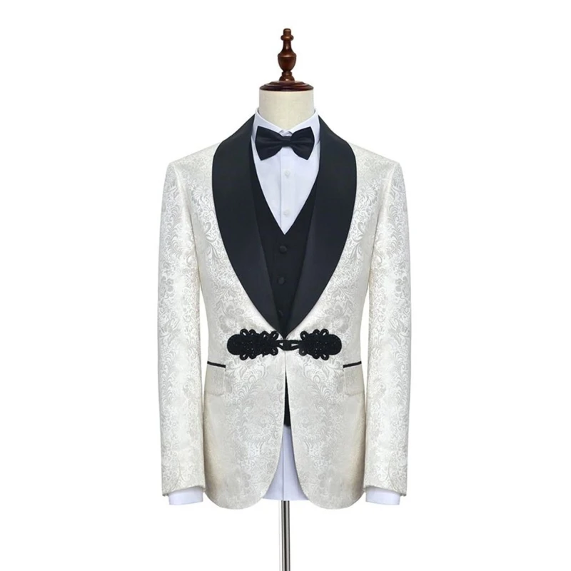 New Handsome One Button Printing Groom Tuxedos Shawl Lapel Wedding Men Suits Three Pieces Prom Dinner Blazer (Jacket+Pants+Vest)
New Handsome One Button Printing Groom Tuxedos Shawl Lapel Wedding Men Suits Three Pieces Prom Dinner Blazer (Jacket+Pants+Vest)