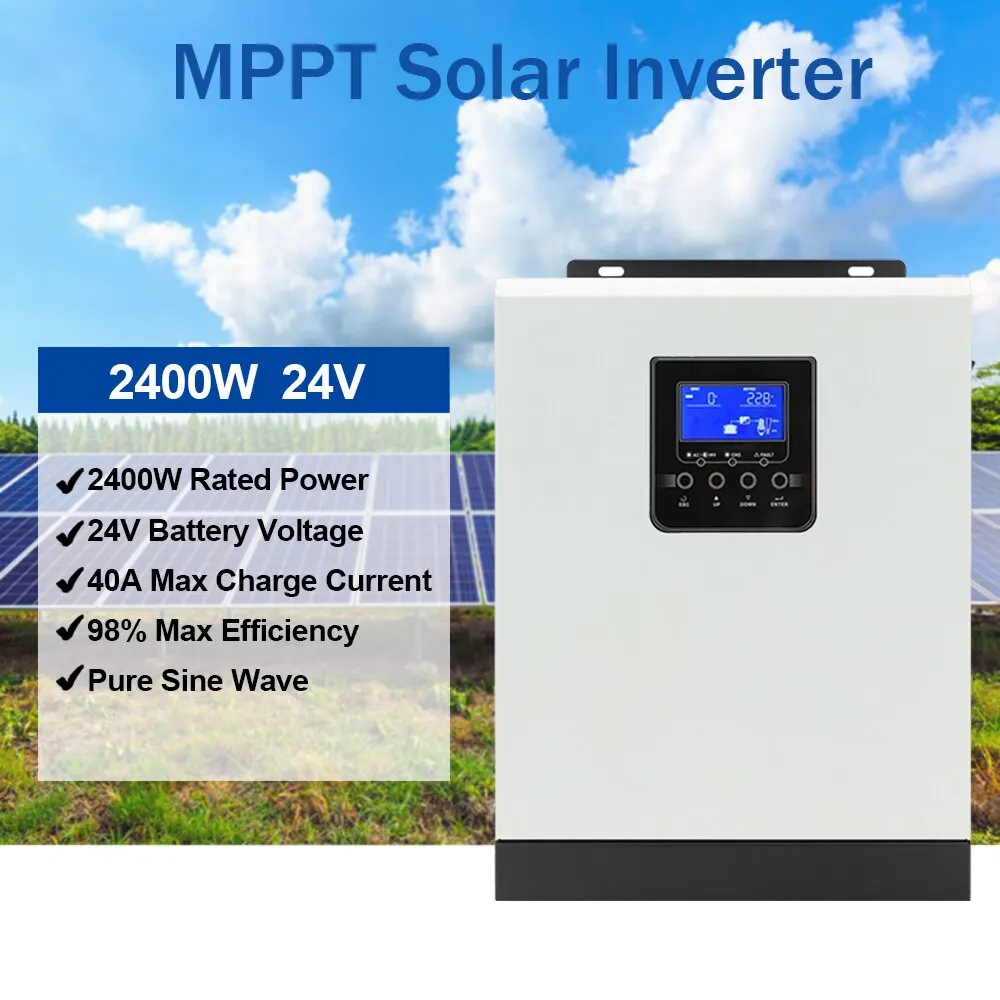 Hybrid Solar Inverter 24V 3000VA 2400W Pure Sine Wave Inverter 220VAC MPPT Solar Inversor Built in 50A Solar Controller
Hybrid Solar Inverter 24V 3000VA 2400W Pure Sine Wave Inverter 220VAC MPPT Solar Inversor Built in 50A Solar Controller